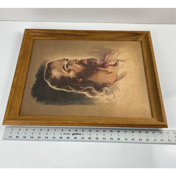 Vintage 1935 19" x 23" Warner Sallman Signed Head Of Jesus Christ Print Framed - Picture 6 of 6